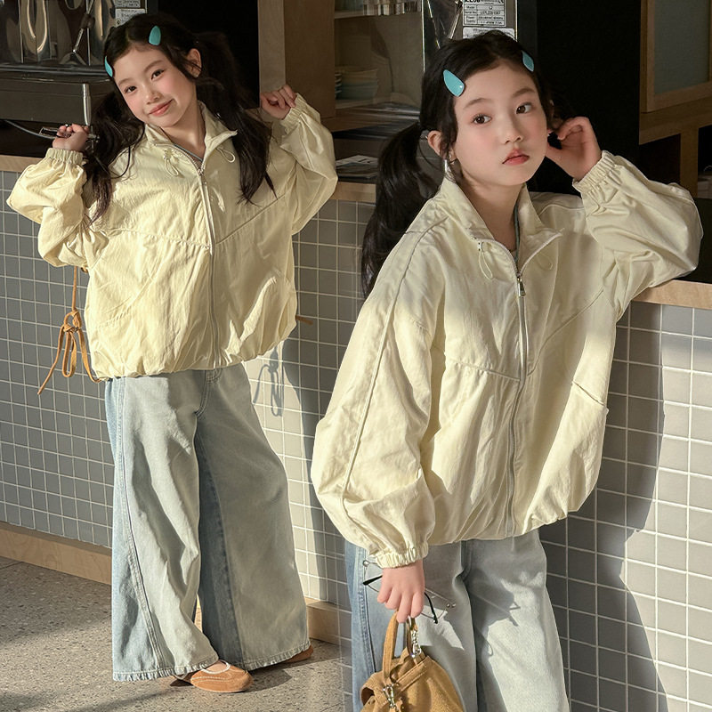 外贸女童春装外套2026新款儿童女孩春秋夹克立领中大童糖果色开衫图片