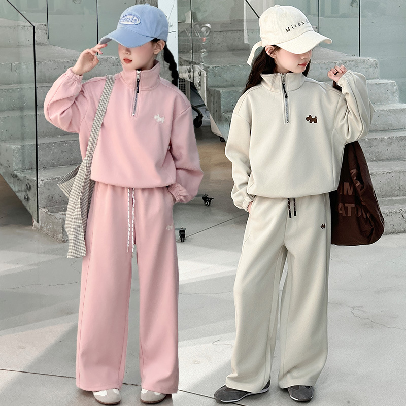 女童春秋卫衣2025新款韩版阔腿裤套装洋气女大童休闲运动服