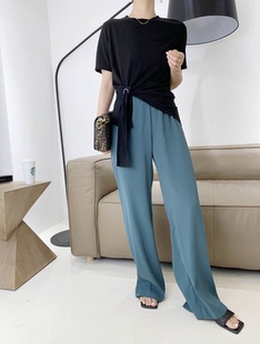 阔腿裤 K512精致织带超舒适大长腿两双空气裤 HOO GRACETINA