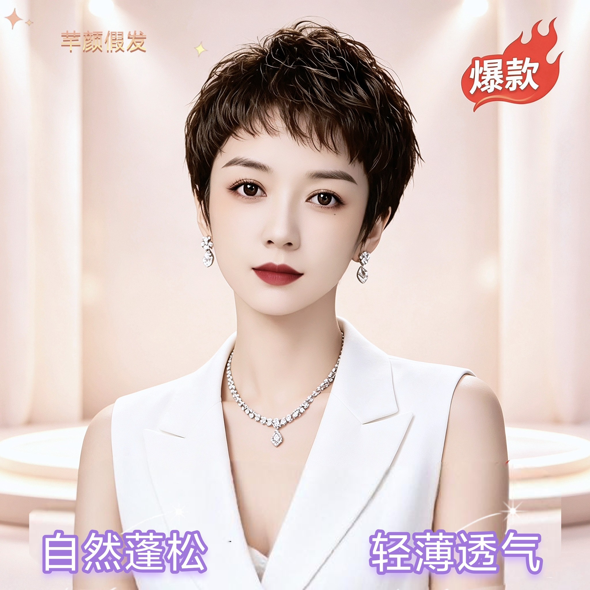 科技记忆发假发全头套式轻薄透气