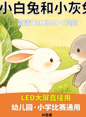 小白兔和小灰兔 讲故事 背景视频 配乐成品1分56秒LED高清AI生成