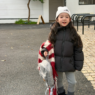 女童秋冬装新款90%白鸭绒云朵泡芙超厚实保暖的连帽面包羽绒服