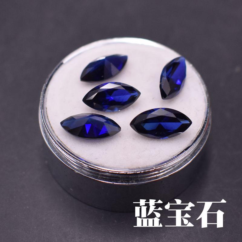 过钻笔蓝宝石裸石马眼形尖底钻刻面裸石34#蓝宝石矢车菊蓝宝石
