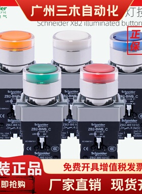 施耐德带灯按钮开关XB2BW33B1C绿色常开24V自复位XB2BW34M1C 220V