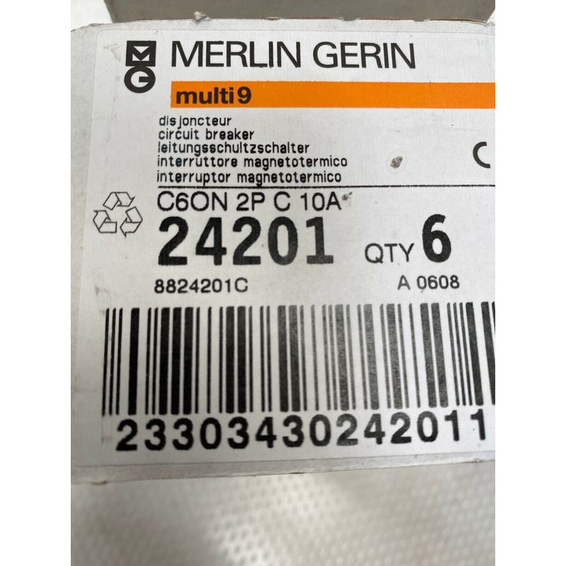 6 pc x Merlin Gerin Schneider multi 9 24201 C60N 2P C 10A