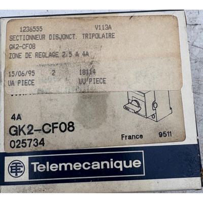 TELEMECANIQUE GK2-CF08 025734 SECTIONNEUR DISJONCTEUR x1