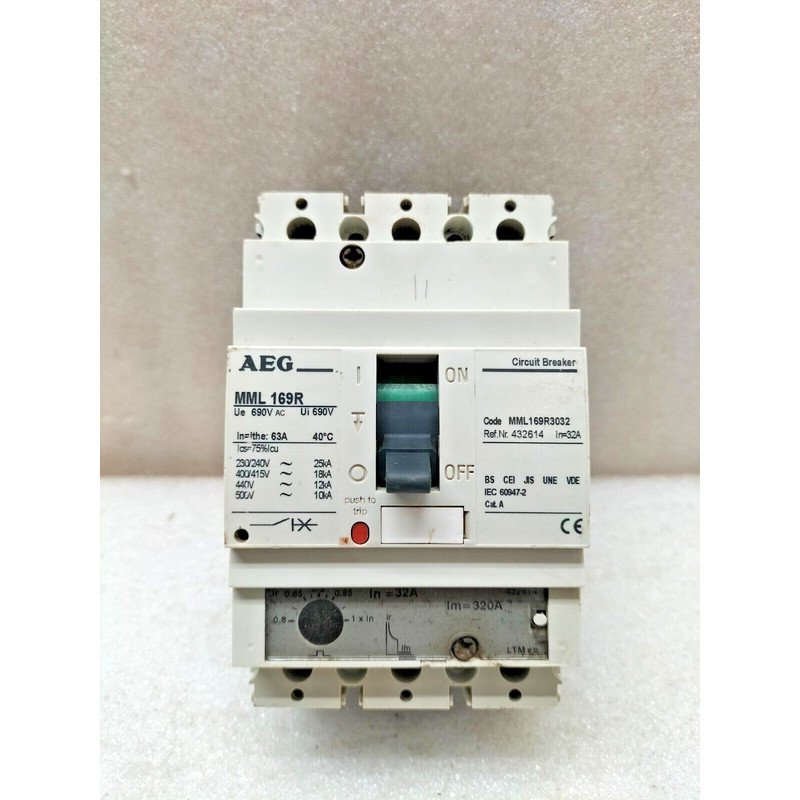 AEG MML 169R CIRCUIT BREAKER 32A 3-POLE 3-TRIPS 432614 MML16