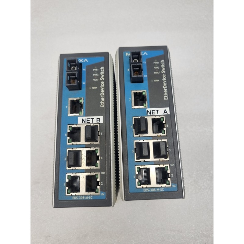 MOXA EDS-308-M-SC UNMANAGED ETHERNET SWITCH SET OF 2 FREE FA