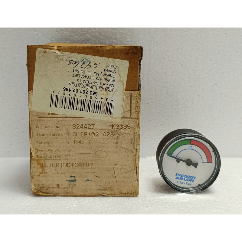 Parker Arlon Filter Indikator 19817 Gauge 1.2 Stange 17 Psi