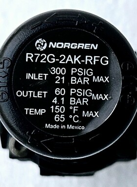 Norgren R72G-2AK-RFG Neumático Regulador, 300PSIG, 21BAR
