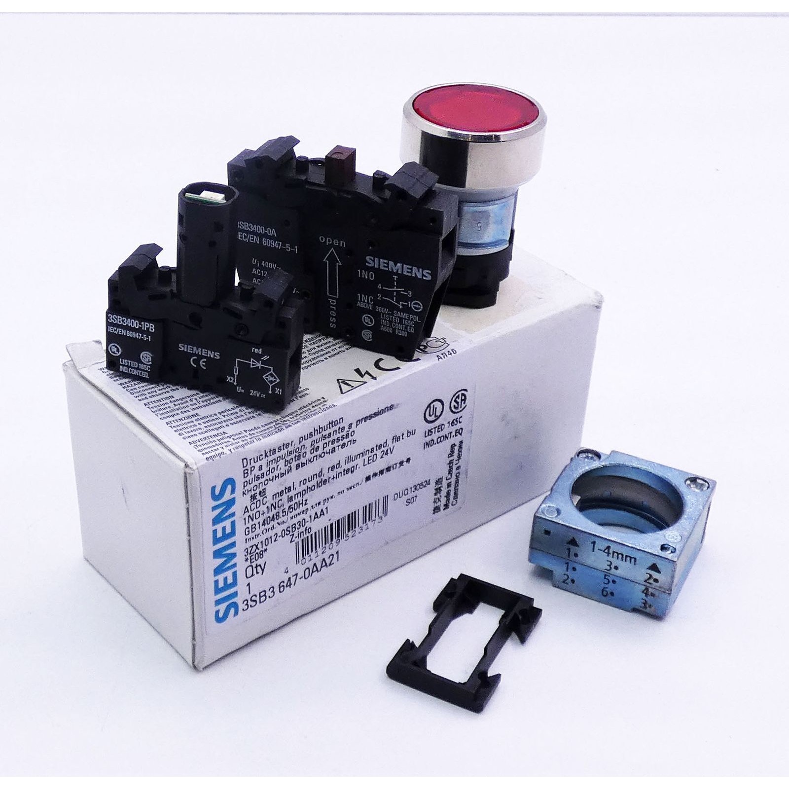 Siemens 3SB3 647-0AA21 E-Stand: 08 rot Drucktaster -unused/O
