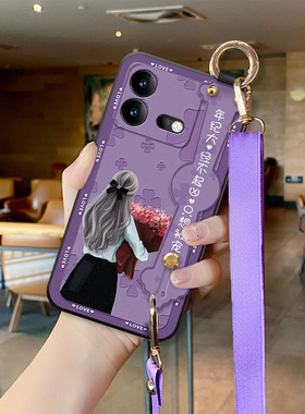 被宠女孩适用于IQOONEO8手机壳50pro硅胶Neo8pro花朵女款全包IQOO时尚Neo7个性pro网红腕带8挂绳软壳