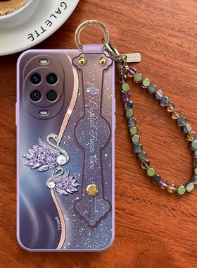 适用华为Nova14手机壳新款鎏金紫天鹅Nova15pro时尚Nova14Ultra清新Nova13高级感全包Nova12带挂绳可背斜挎