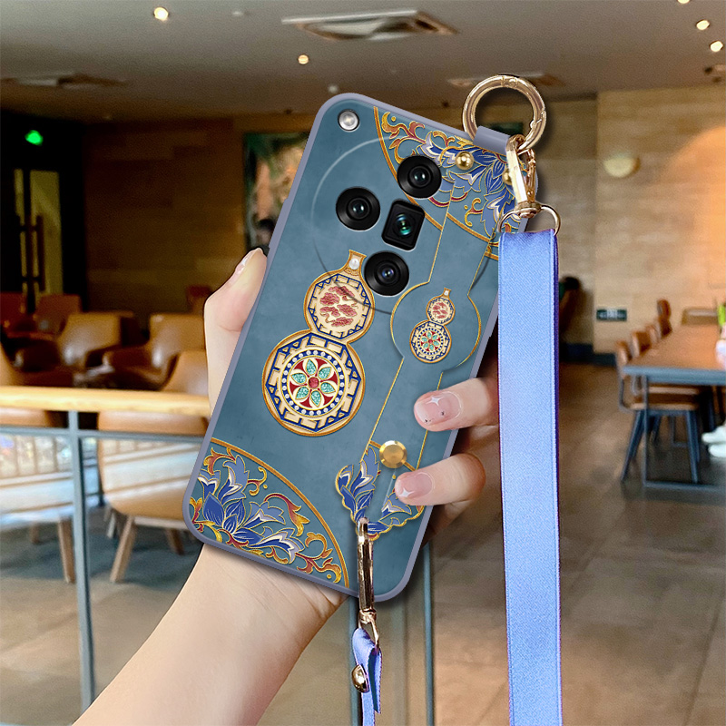 适用于OPPOFindX7手机壳新款国风珐琅葫芦FindX7Ultra女款新中式时尚腕带支架FindX6全包防摔FindX5古风高端