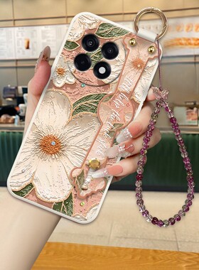 适用一加Ace5Pro手机壳新年款油画茶花一加Ace6至尊时尚高级感外壳Ace15全包防摔可背斜挎绳Ace2高端外壳