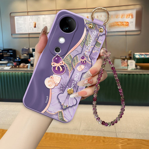 适用于VIVOS19手机壳新款S17t油画葫芦时尚复古16pro个性高级带挂绳S12pro腕带S9e全包防摔保护壳