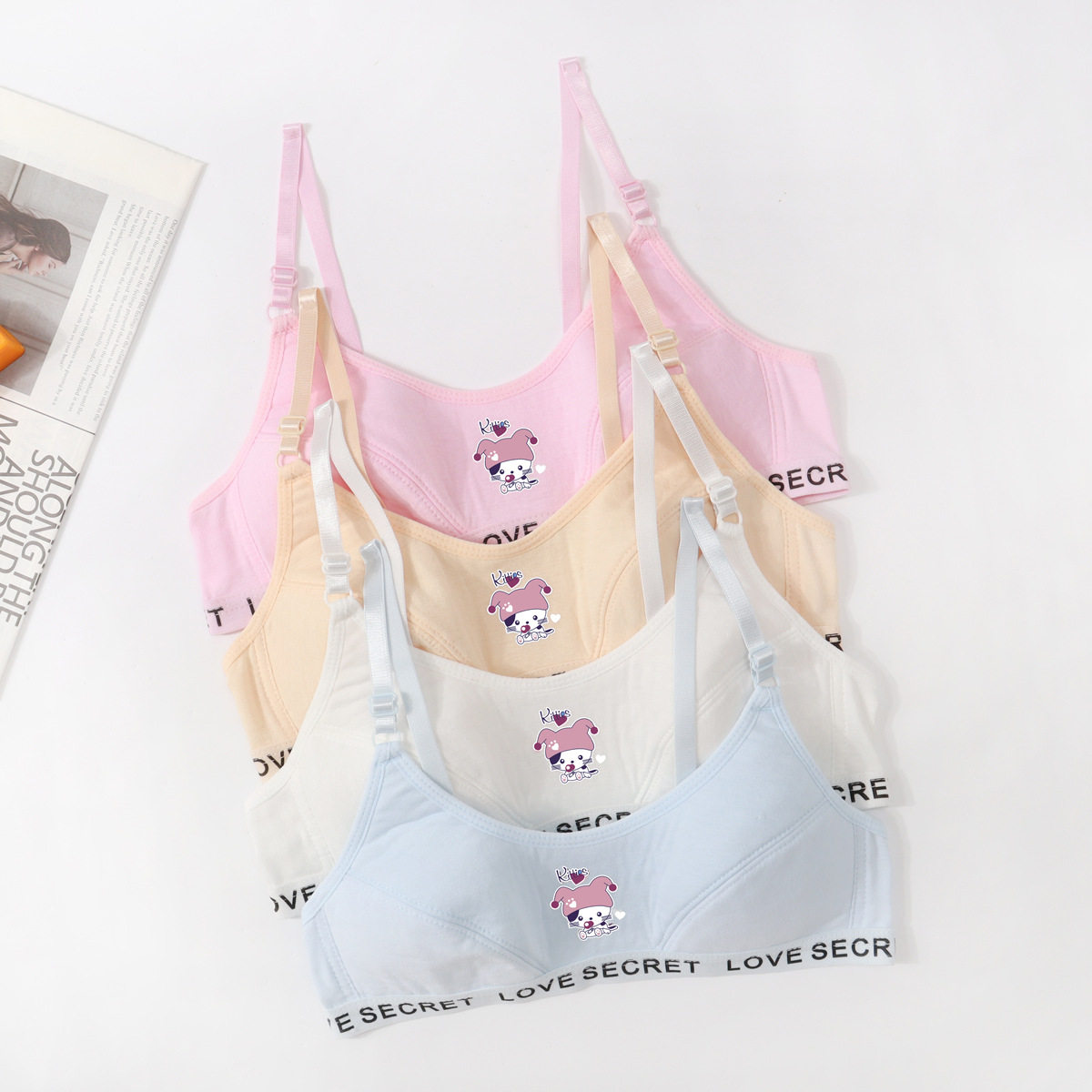 发育期少女文胸女生聚拢收副乳胸罩初高中大学生可调节棉质内衣