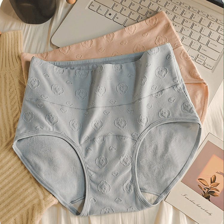 云感棉高腰内裤女士加长裤裆全包臀不卡不勒不夹提花加长裆三角短