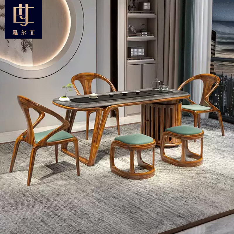 轻奢高端家具现代简约客厅高端大气茶台泡茶桌禅意乌金木高端别墅