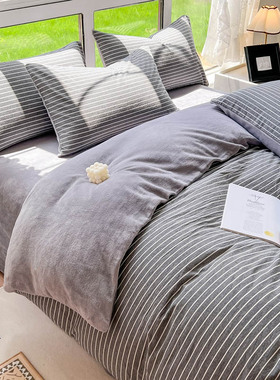 冬季A全棉B牛奶绒被套单件纯棉加绒保暖150x200法莱绒单面绒被罩