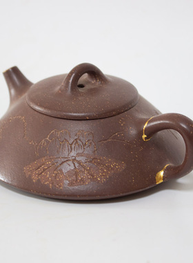 原矿紫砂壶非遗金缮茶壶