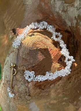 YU.xin原创设计天然白水晶不规则轻奢小众精致礼物简约饰品手链