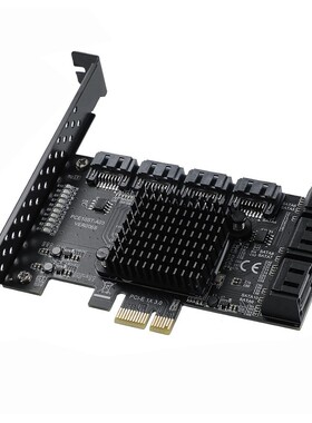 SATA3.0扩展卡PCIE GEN3转2/6/8/9/10口硬盘转换卡ASM1166主控