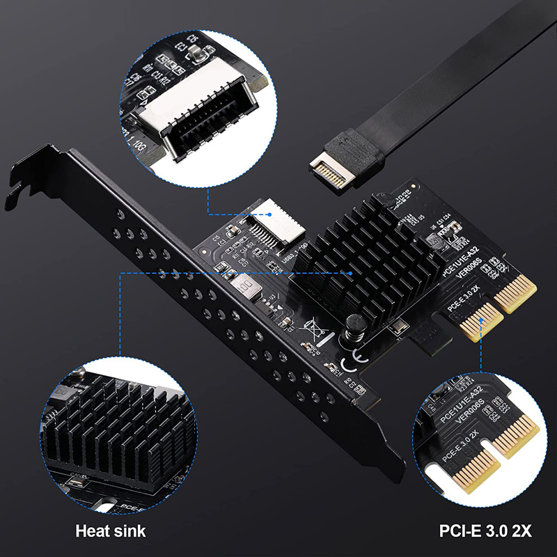 USB3.2扩展卡PCI-e4X转A口TYPE-C前置祥硕ASM3142主控GEN2 10Gbps 电脑硬件/显示器/电脑周边 连接线/航插线/连接器/转换器 原图主图