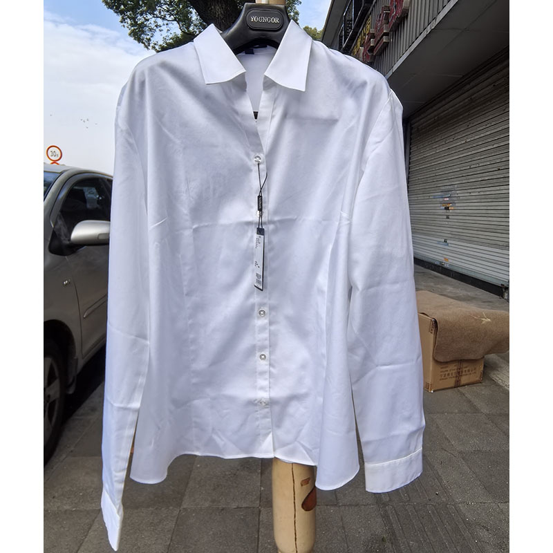 雅戈尔女式衬衫长袖白衬衫60棉纯白工装白衬衫女式工作服白领衣