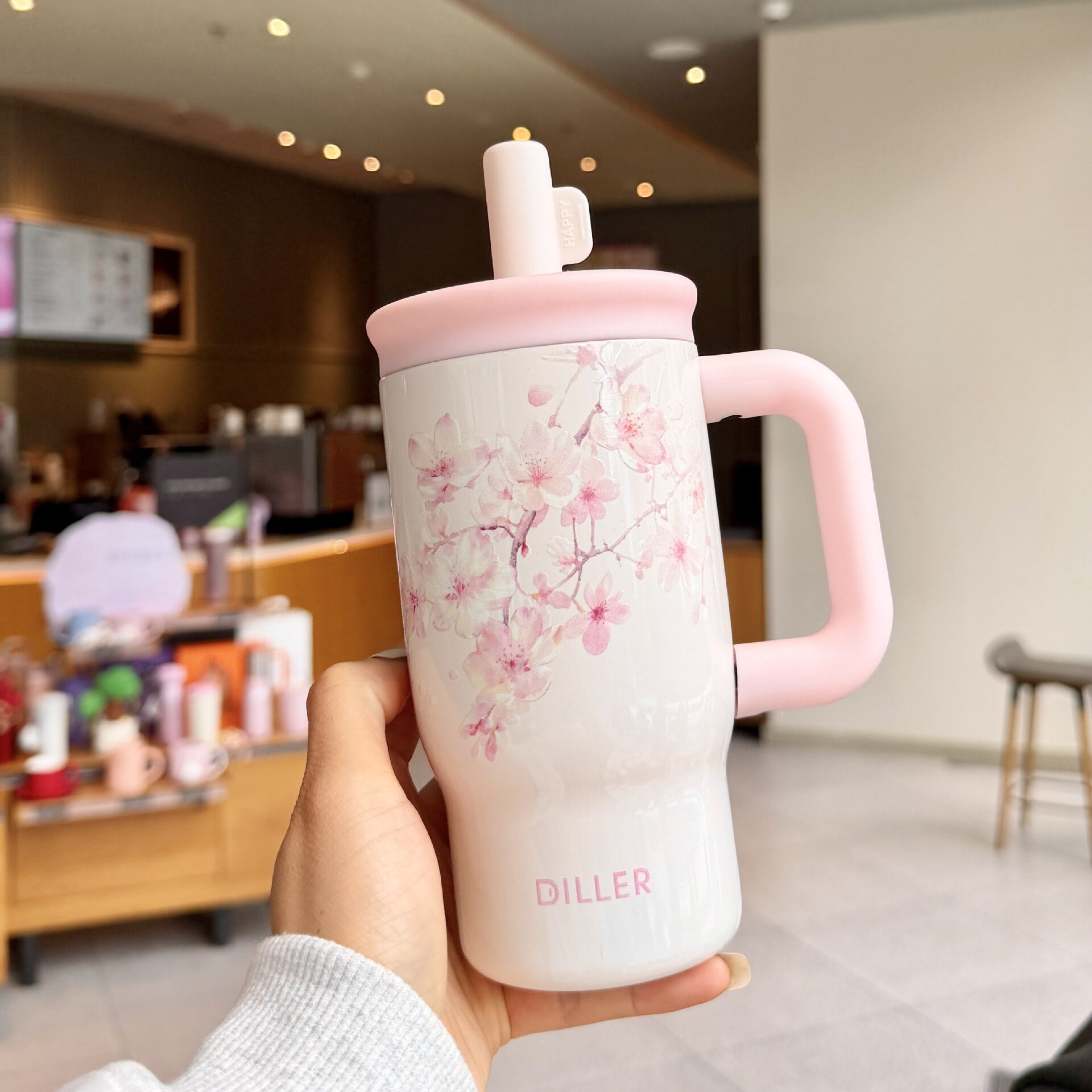diller高颜值女生可爱卡通办公室车载保温保冷咖啡杯便携宿舍水杯