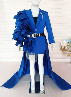 出租女童多巴胺蓝色模特走秀时装亚特兰蒂斯礼服儿童车模骑士潮服