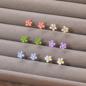 不规则花朵塑料耳钉女清新透明医用树脂耳环2024年新款 养耳洞 爆款