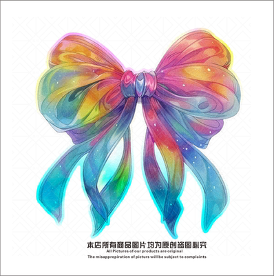 蝴蝶结彩色飘逸镭射炫彩反光车贴
