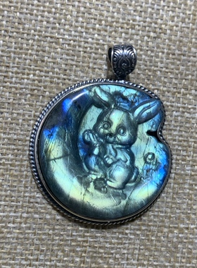 拉长石吊坠印度尼泊尔镶嵌巴厘岛风骷髅头玫瑰花老虎狼头鹿独角兽