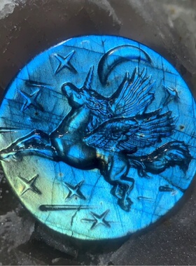 拉长石吊坠独角兽飞马头吊坠独角兽项链挂坠多巴胺穿搭送女友礼物