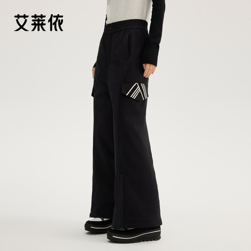 艾莱依简约微喇羽绒裤女新款保暖直筒休闲时尚百搭温暖通勤休闲裤