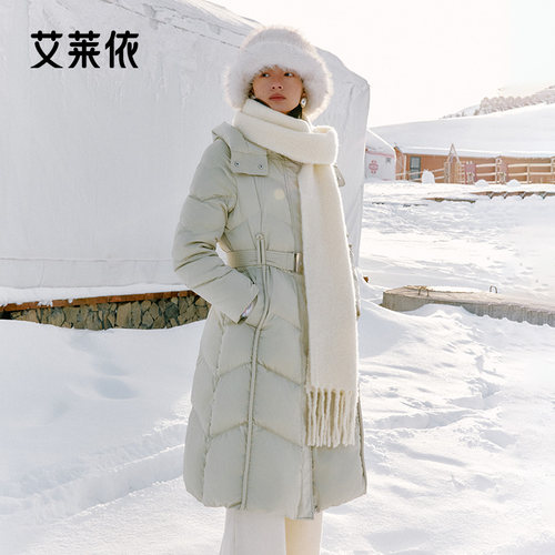 艾莱依长款羽绒服女冬季休闲外套