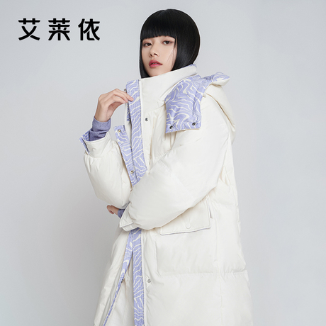 艾莱依羽绒服2021年新款女款鸭绒中长款时尚洋气时髦外套冬季爆款商品大图