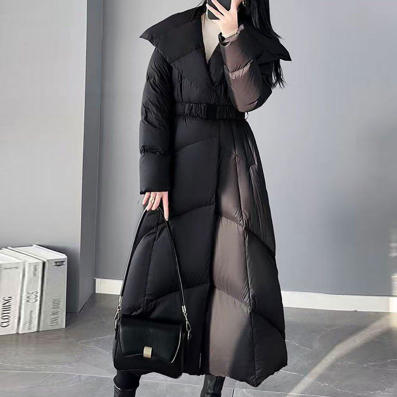 长款羽绒服女冬季平湖新款90鸭绒高级感2025高充绒量羽绒外套