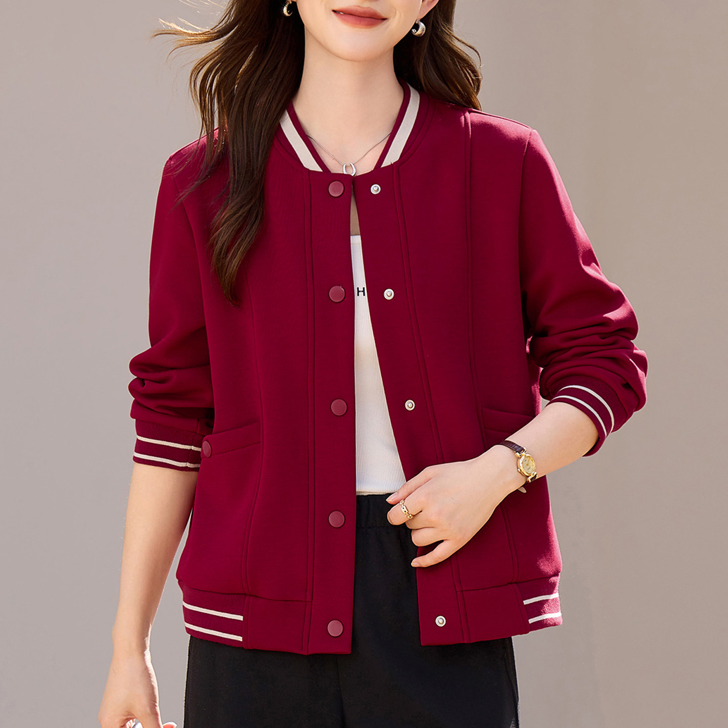 棒球服外套女秋冬加厚短款上衣