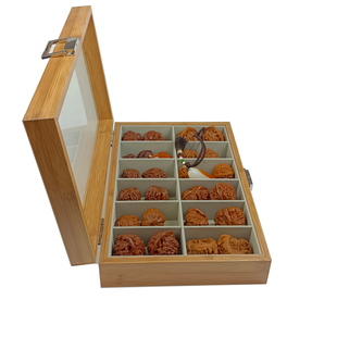 12位木质文玩核桃收纳盒玻璃罩存放盒子佛珠首饰分格挂架礼盒