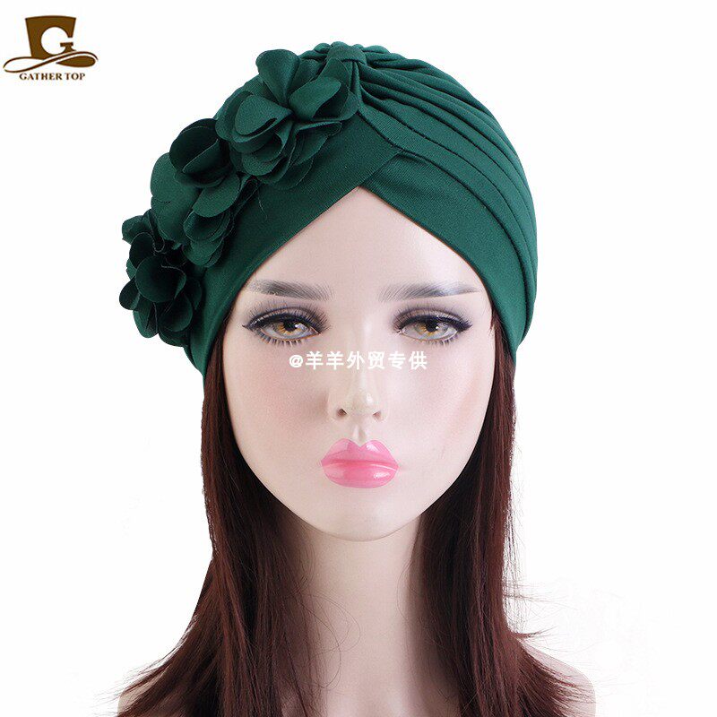 波西米亚花朵头巾帽印度装饰帽时装帽子indian turban hat wowen