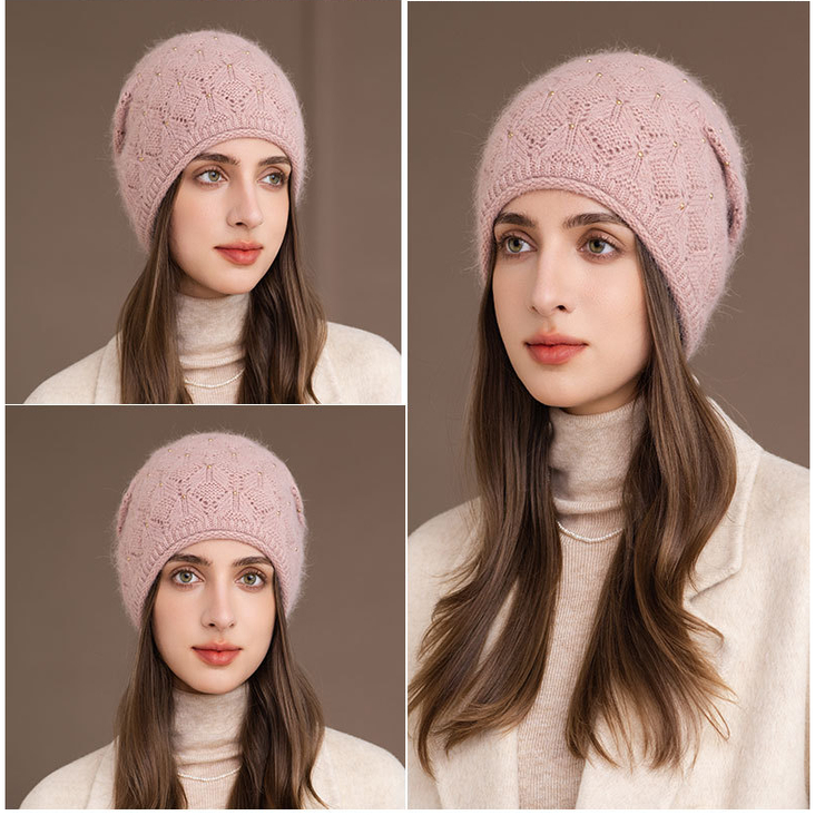 韩版帽子冬季弹力针织堆堆帽女士百搭欧美妈妈帽包头帽子hat lady