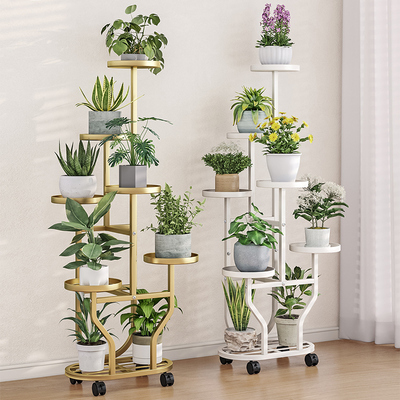 花架置物架阳台花架子室内家用可移动客厅落地式铁艺多层花盆托架