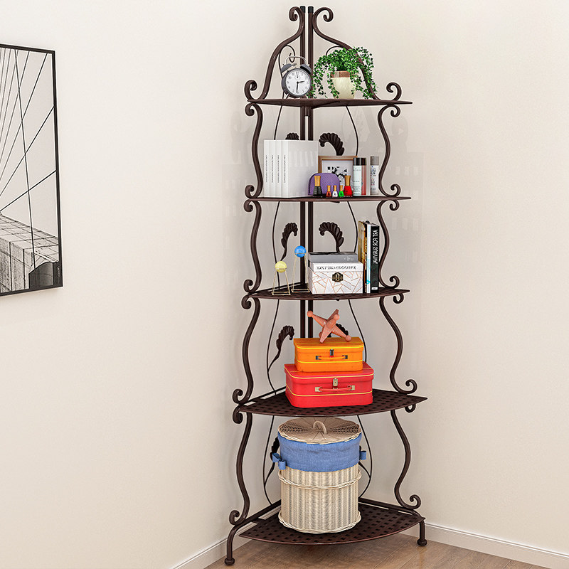 索尔诺铁艺浴室角架置物架落地卫生间卧室厨房收纳储物三角层架