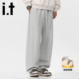it:CHOCOOLATE冬季加厚休闲裤子男2025新款宽松直筒卫裤保暖长裤