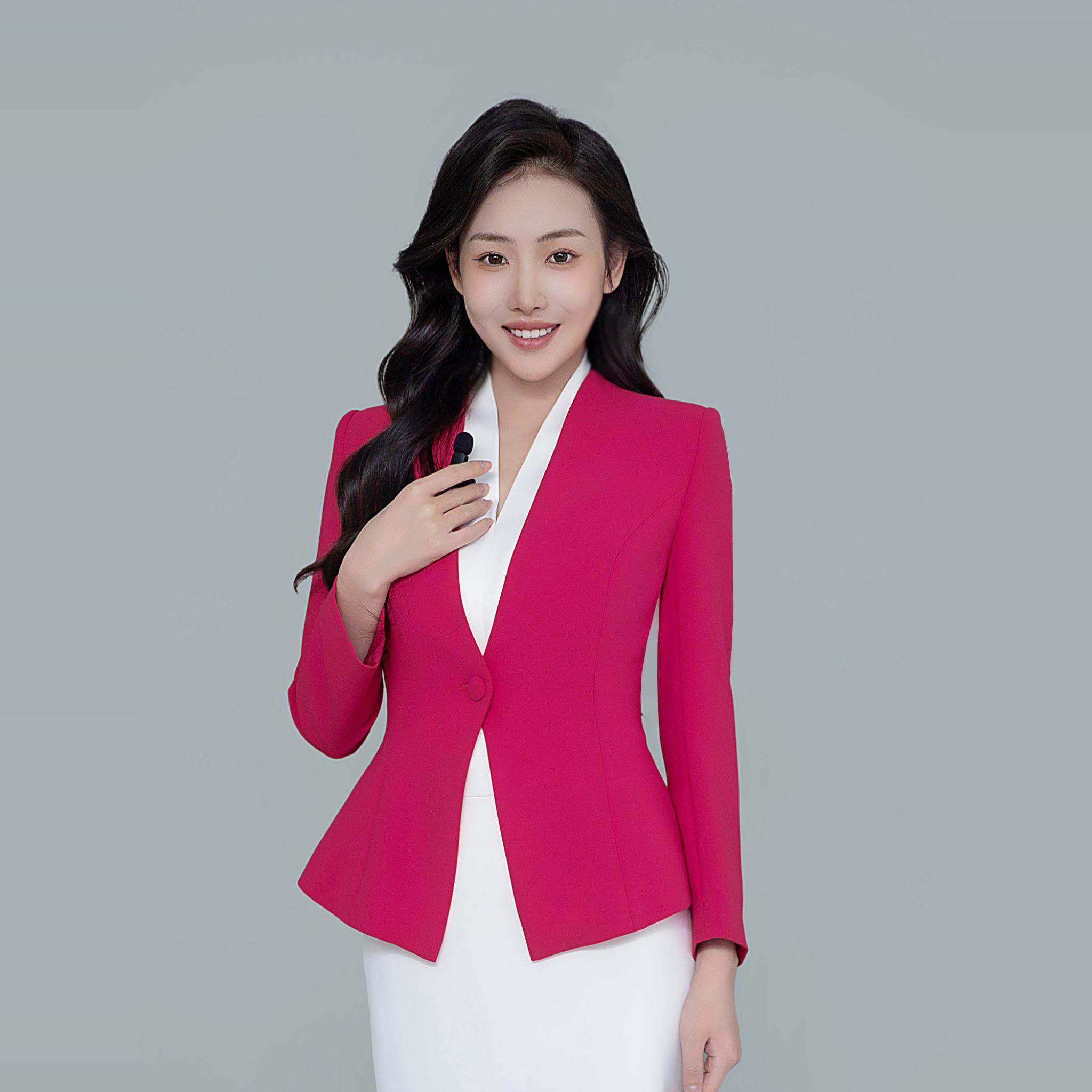 艺韵上镜装/显白火龙果色播音艺考服女西装上镜装套裙职业套裙