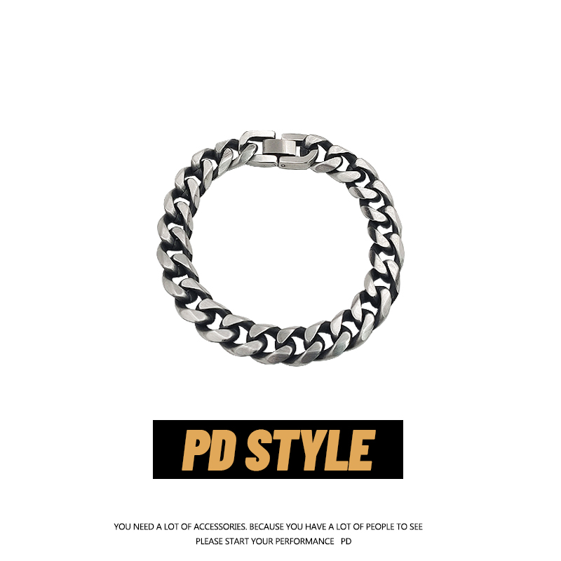 pdstyle宽版古巴手链嘻哈钛钢
