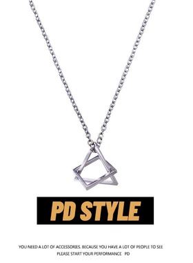 PDSTYLE自制 极简风三角方块几何钛钢项链个性嘻哈男女ins毛衣链