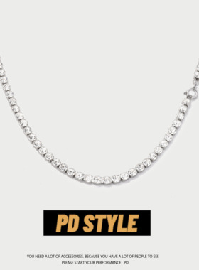PDSTYLE 古巴链Shine满钻项链男女ins嘻哈水钻简约网红百搭颈链潮